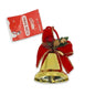 Christmas Gold Metallic Jingle Bell Ornament (2.55" / 65mm) - Gold-Trimmed Red Bow & Holly Accents | Wholesale