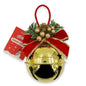 Christmas Gold Metallic Star Jingle Bell Ornament (2.36" / 60mm) - Gold-Trimmed Red Bow & Berry Accents | Wholesale