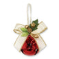 Christmas Red Metallic Star Jingle Bell Ornament (2.36" / 60mm) - Gold-Trimmed Cream Bow & Pine Accents | Wholesale