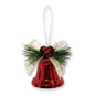 Christmas Red Metallic Liberty Bell Ornament (2.55" / 65mm) - Cream Bow & Pine Accents | Wholesale