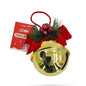 Christmas Large Gold Jingle Bell Ornament (3") - Metallic Gold Bell with Red Bow & Pine Accents | Wholesale