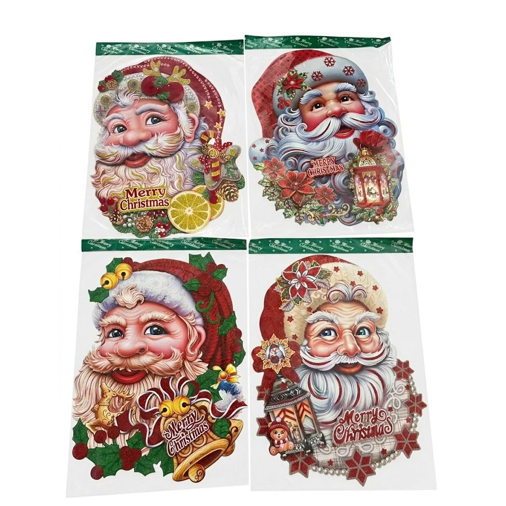 Santa Claus Portrait Wall & Door Decoration Assortment (11" x 26") - 3D Glitter | Wholesale