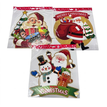 Christmas Snowman & Tree Large Paper Cutout Wall Decor (17" x 17") - Glitter Embossed | Wholesale