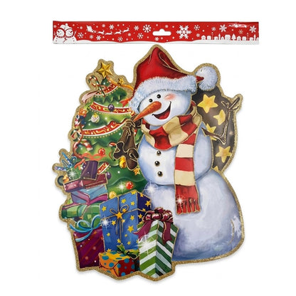 Christmas Snowman & Tree Large Paper Cutout Wall Decor (17" x 17") - Glitter Embossed | Wholesale