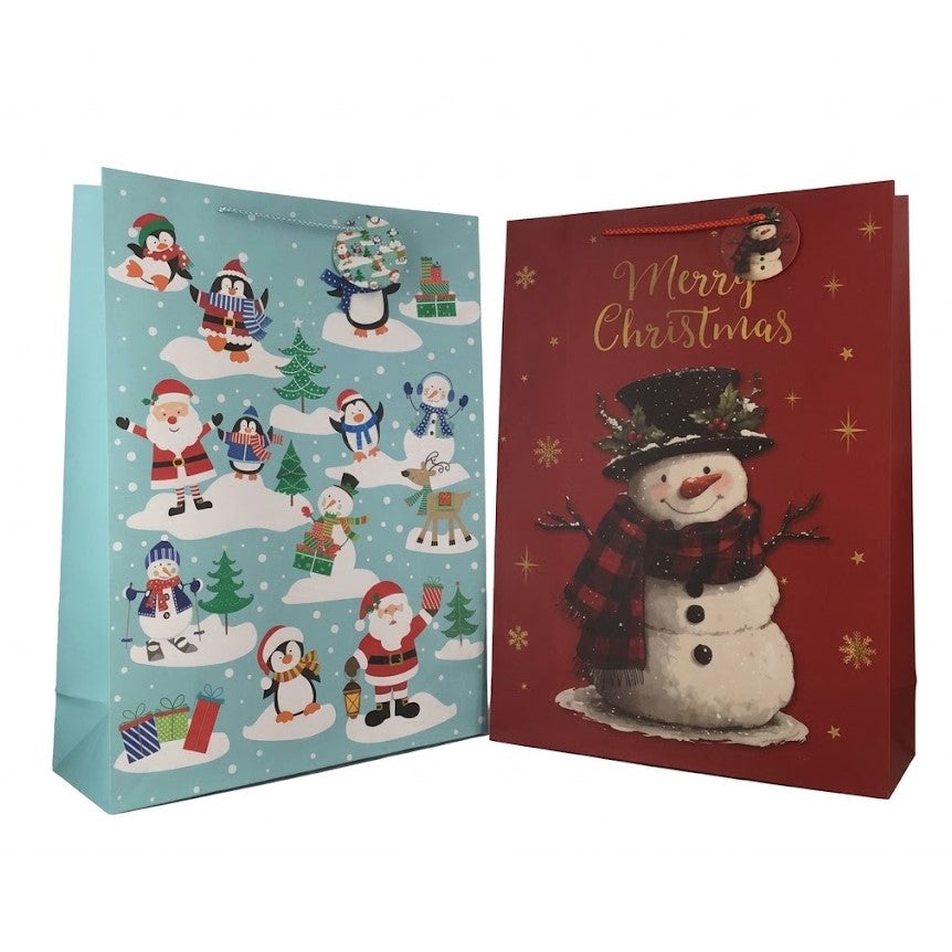 GiftRite Extra Large Christmas Gift Bags, 18" x 13" x 5", Assorted Designs, Wholesale