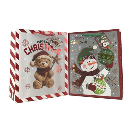 GiftRite Large Christmas Gift Bags, 13" x 10" x 5", Four Assorted Designs, Wholesale