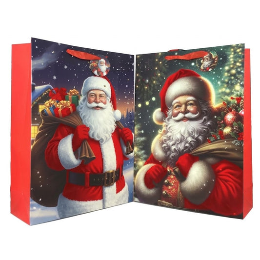 GiftRite Extra Large Christmas Gift Bags with Velvet/Flocked Accents, 18" x 13" x 5", Assorted Premium Holiday Designs, Wholesale