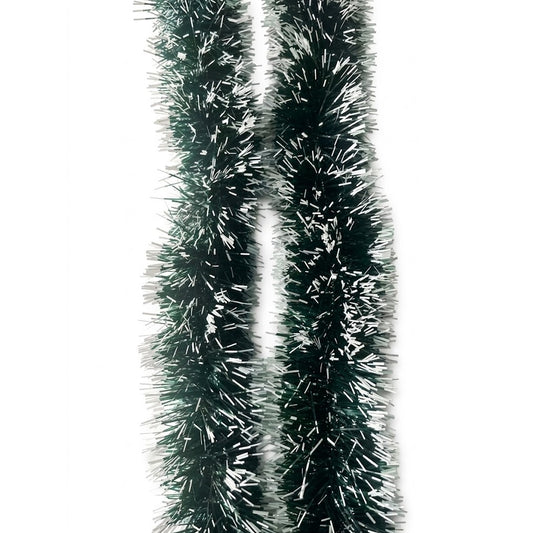 7ft Dark Green & White Frosted Pine Needle Christmas Garland | Wholesale