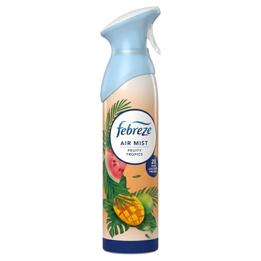 Febreze Air Mist Fruity Tropics air freshener on a white background
