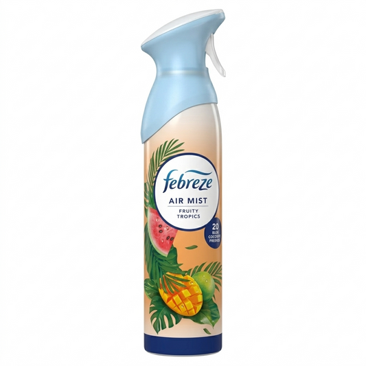 Febreze Air Mist Fruity Tropics air freshener on a white background