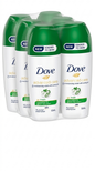 Three bottles of Dove Advanced Care Cucumber and Green Tea scent antiperspirant deodorant on a white background