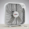 20-inch box fan with 'HomeRite' branding on a gray background