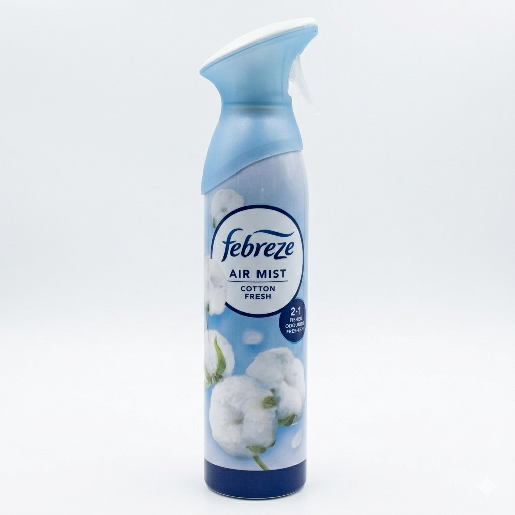 Febreze air freshener Cotton Fresh spray bottle on a white background