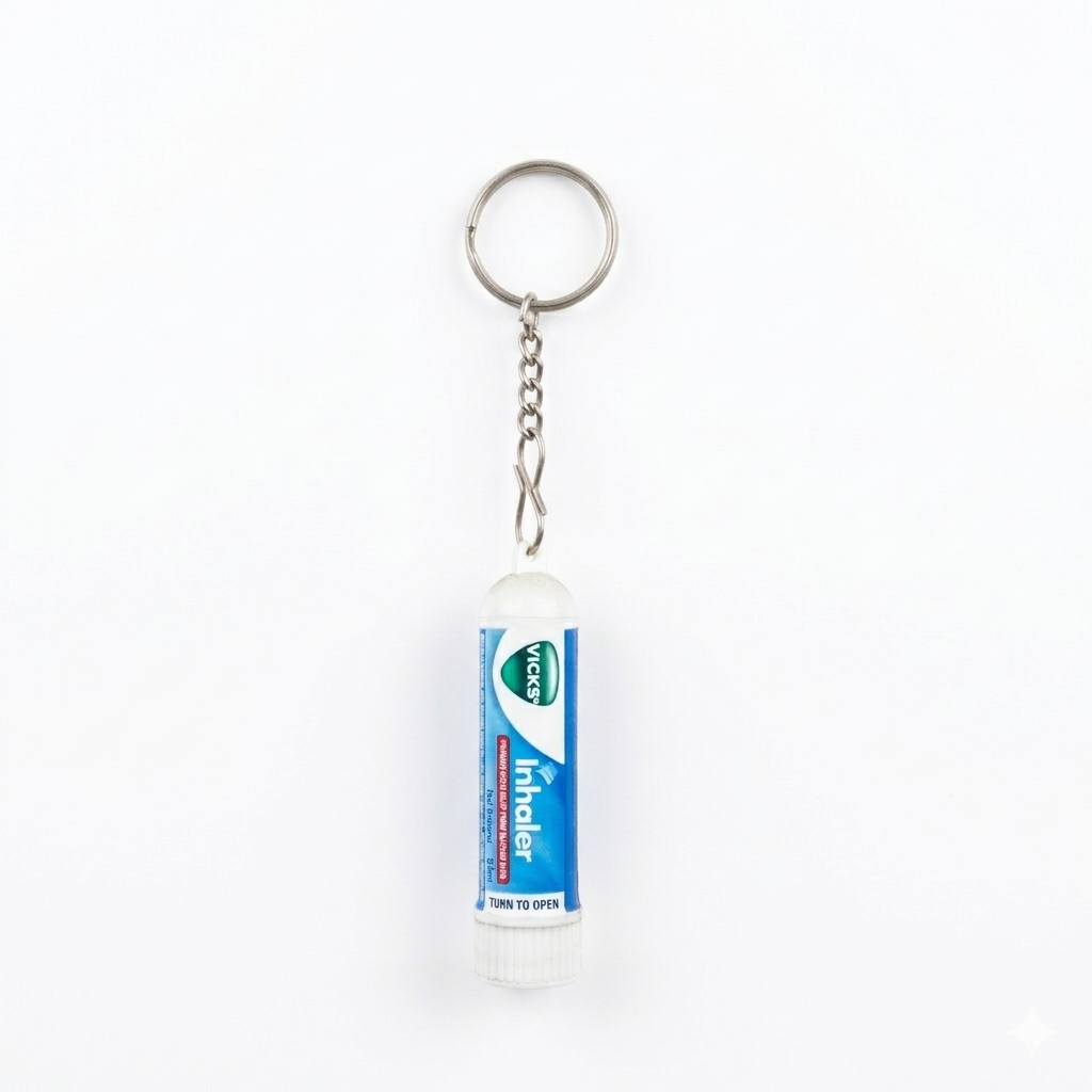 Vicks inhaler keychain on a white background