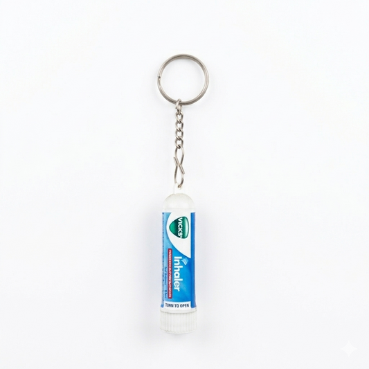 Vicks inhaler keychain on a white background