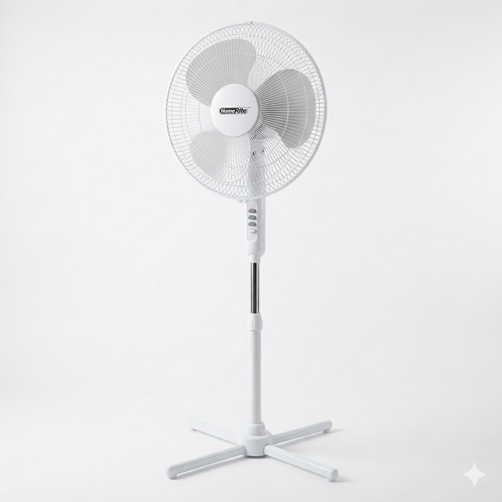 White standing fan on a white background