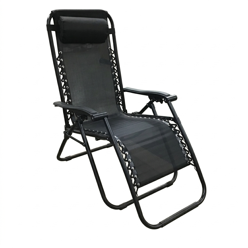 Black lounge chair on a white background