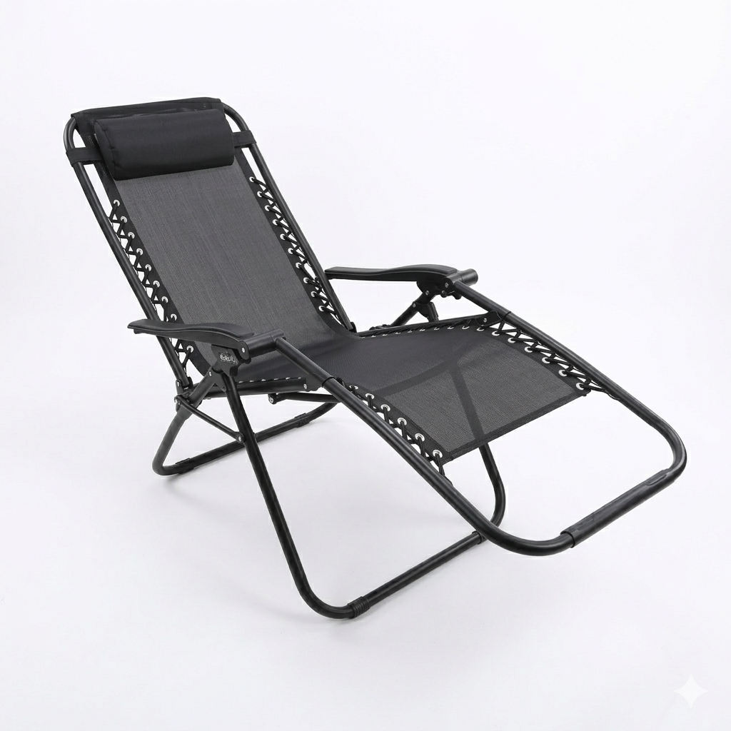 Black lounge chair on a white background