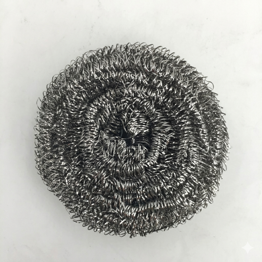 Metallic scrubber on a white background
