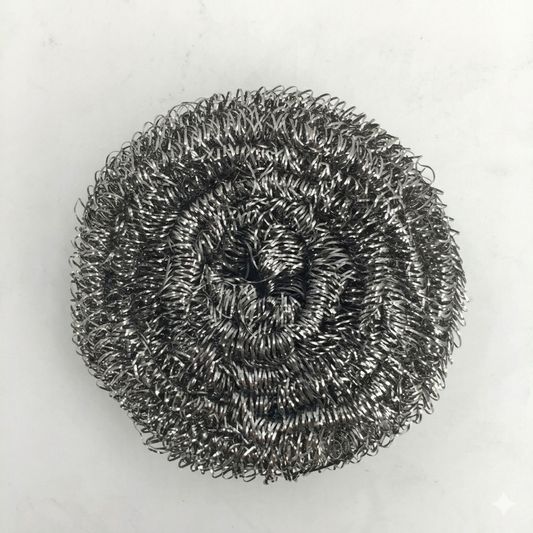 Metallic scrubber on a white background