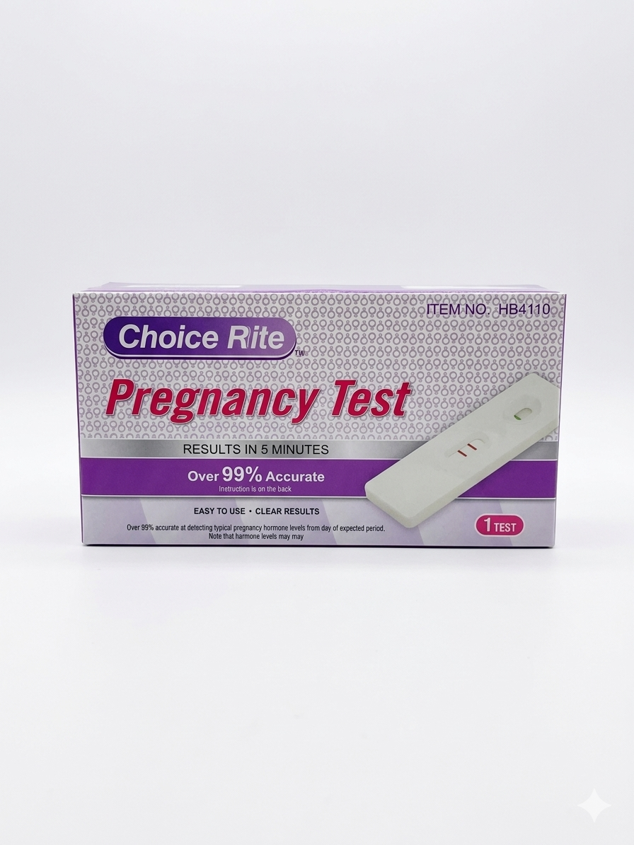 Choice Rite pregnancy test packaging on a white background