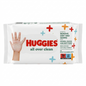 Huggies baby wipes packaging with a hand illustration on a white background