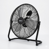 Black floor fan on a white background