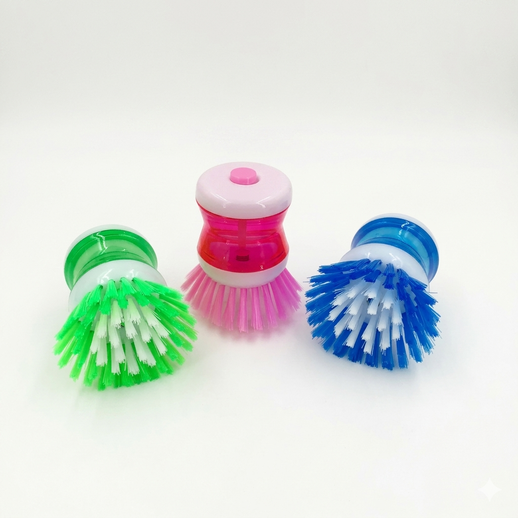 Soap dispensing dish brushes
