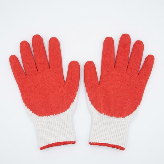 Heavy-Duty Red Latex Coated Work Gloves, White Knit Shell, Wholesale