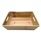 Wooden tray with handles on a white background