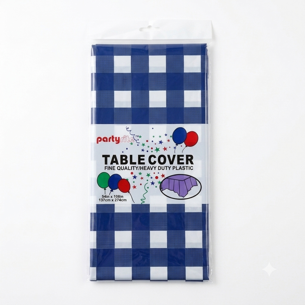 checked blue table cloth by party rite