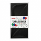 Black table cover with 'Party City' branding on a white background