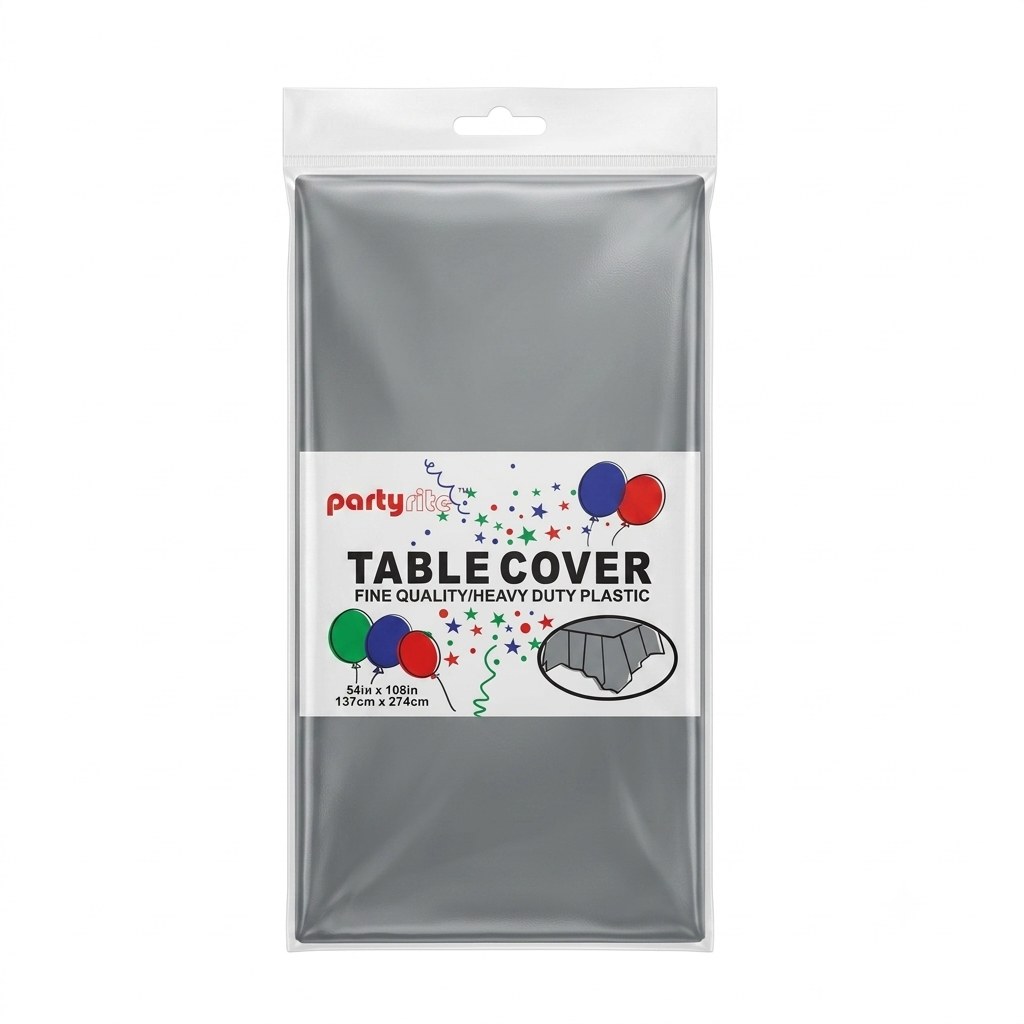 silver table cover by party rite