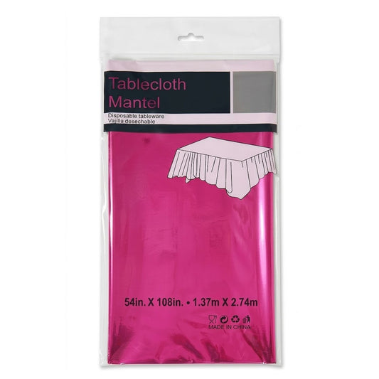 Fuchsia Metallic Foil Plastic Tablecover (54" x 108") | Wholesale