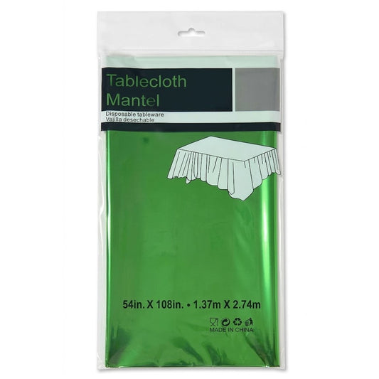 Green Metallic Foil Plastic Tablecover (54" x 108") | Wholesale Case