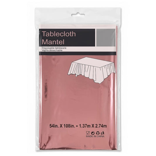 Rose Gold Metallic Foil Plastic Tablecover (54" x 108") | Wholesale