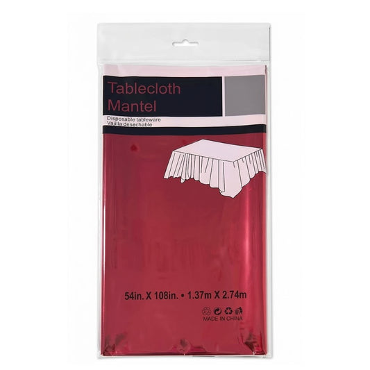Red Metallic Foil Plastic Tablecover (54" x 108") | Wholesale