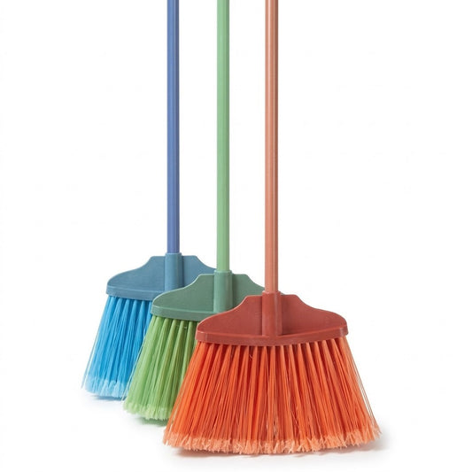 48" Heavy-Duty Angle Broom with Long Handle - Assorted Colors | Wholesale