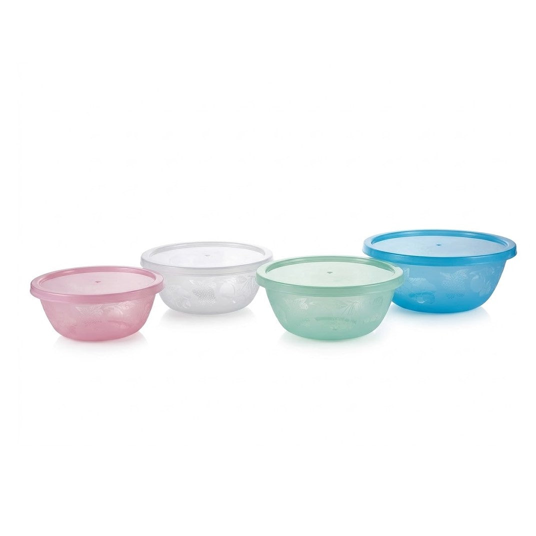 HomeRite 12" Plastic Nesting Serving Bowls with Tight-Fitting Lids (Assorted Pastel Colors) | Wholesale