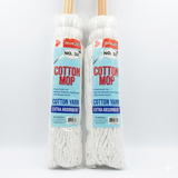Two Home Plus Cotton Mops with labels on a white background