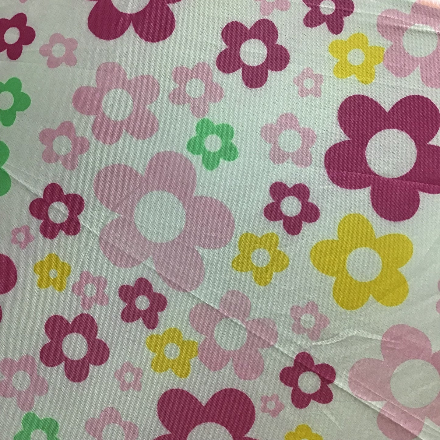 Floral pattern with pink, yellow, and green flowers on a light background