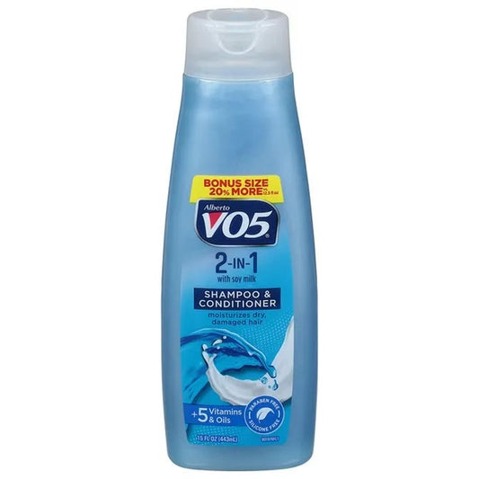 VO5 2-in-1 shampoo and conditioner bottle on a white background