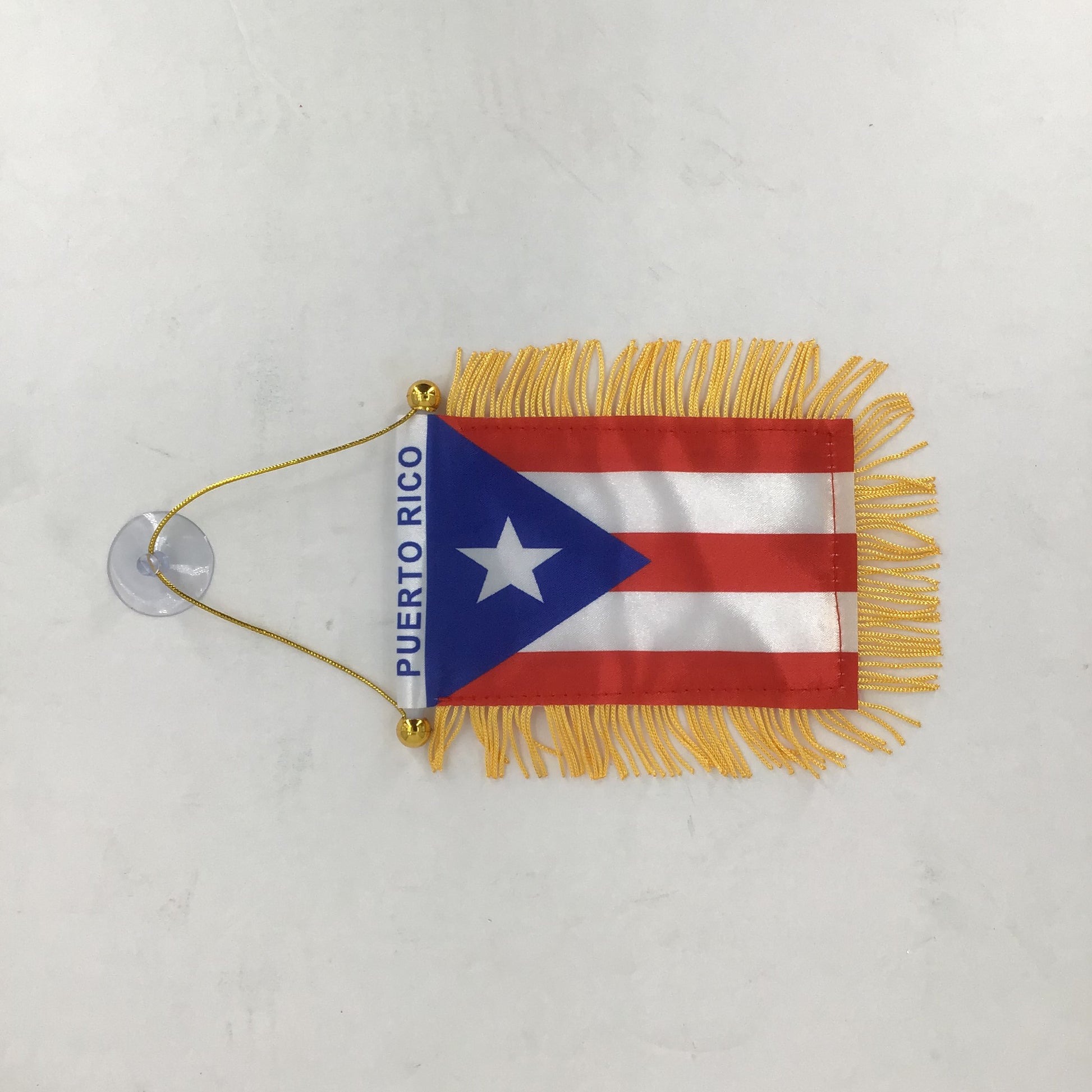 Puerto Rican flag with fringes on a white background