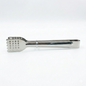 Metal tongs with perforated design on a white background