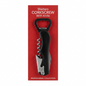 Corkscrew with knife on a red background