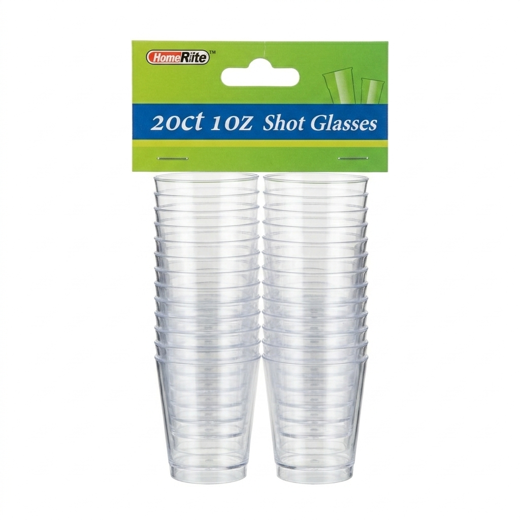 1.5 oz Clear Plastic Shot Glasses - 20 Count