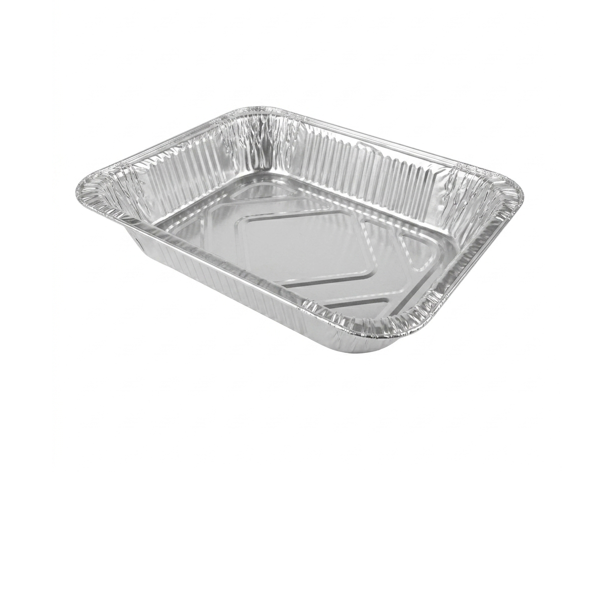 Aluminum foil food container on a white background