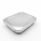 half size Aluminum food container with a lid on a white background