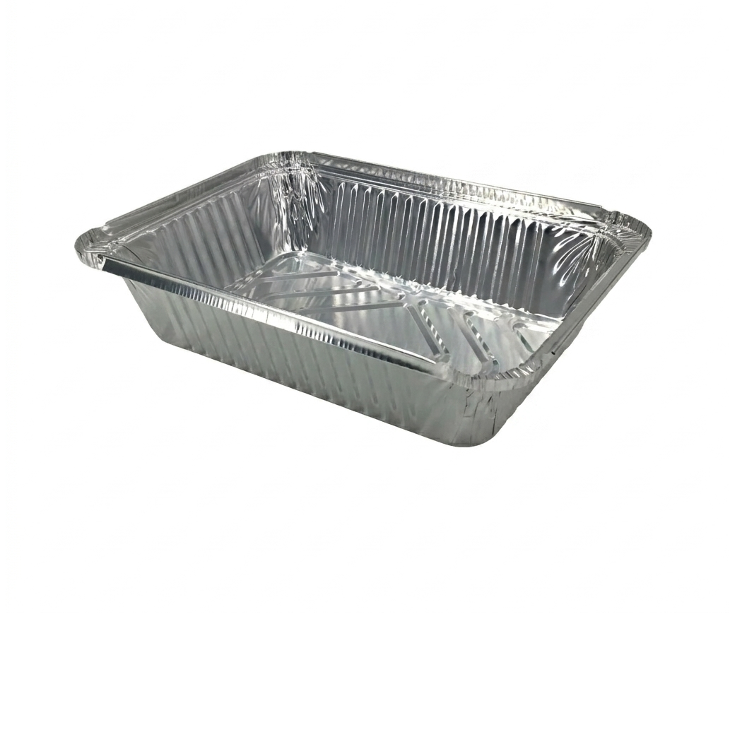 Aluminum foil pan on a white background