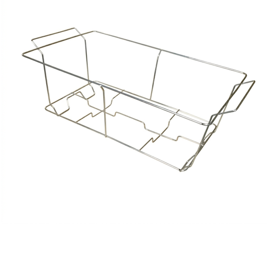 Metal chafing rack wire basket on a white background